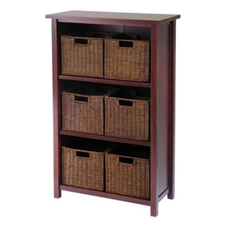 WINSOME Winsome 94310 Milan 7 Piece Cabinet or Shelf with 6 Small Baskets - Antique Walnut 94310